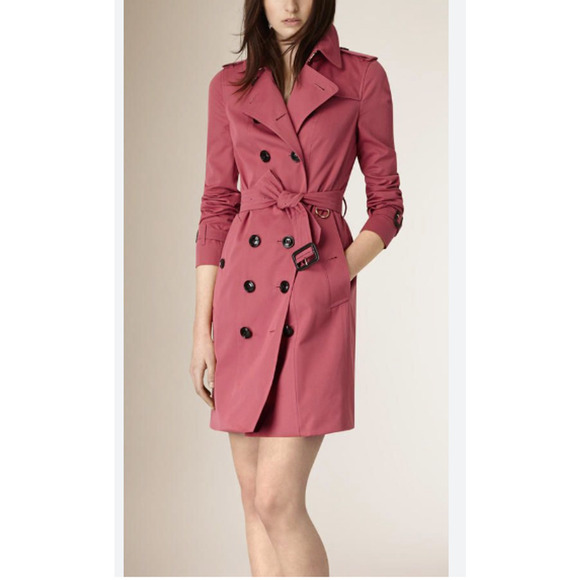 Burberry London Sandringham Gabardine Cotton Trench Coat US 4 Rose Pink #1G416 - Picture 1 of 16